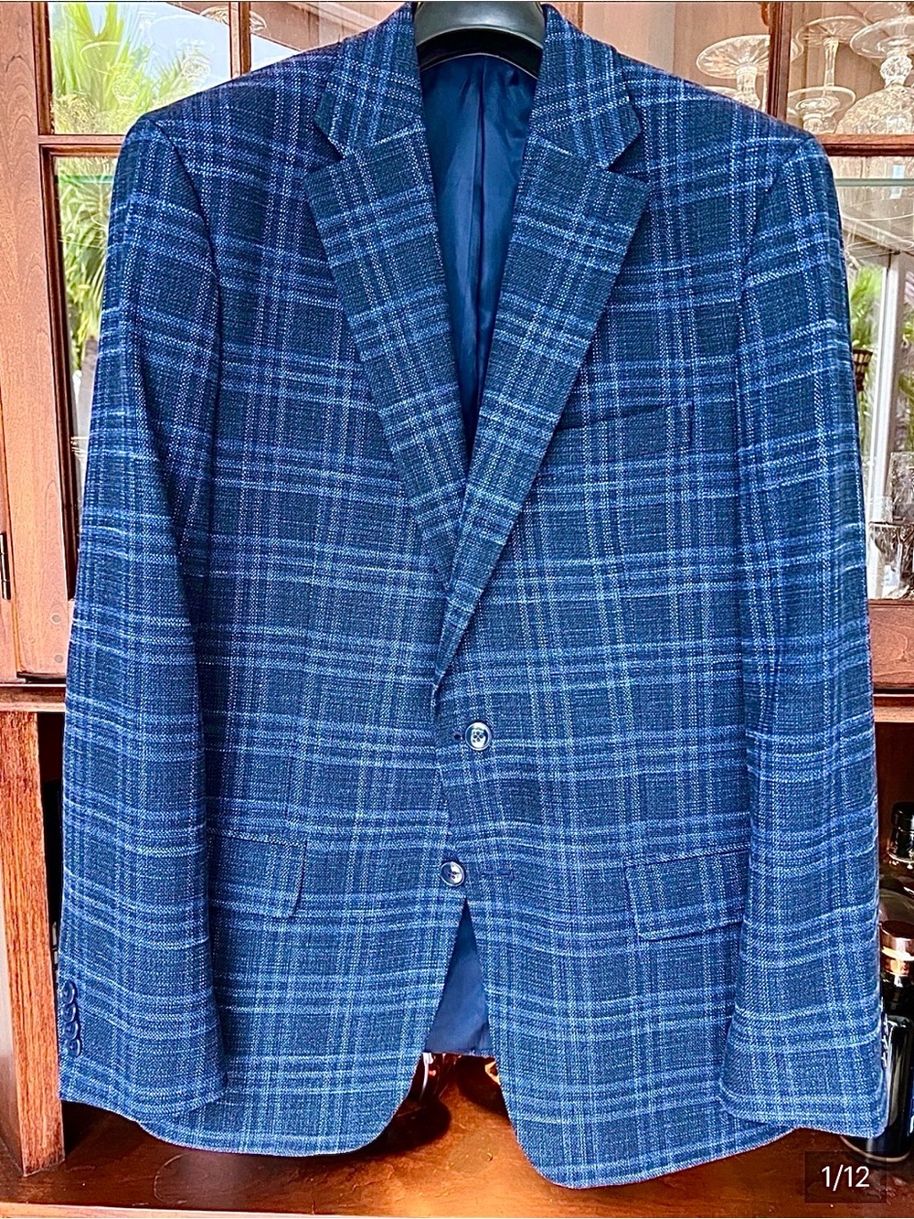 Smooth and Soft Michael Kors Navy and Light Blue Plaid Sport Coat